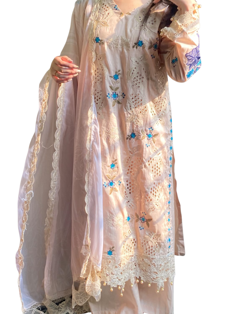 Champagne Embroidered 3-Piece Suit | CAMINO
