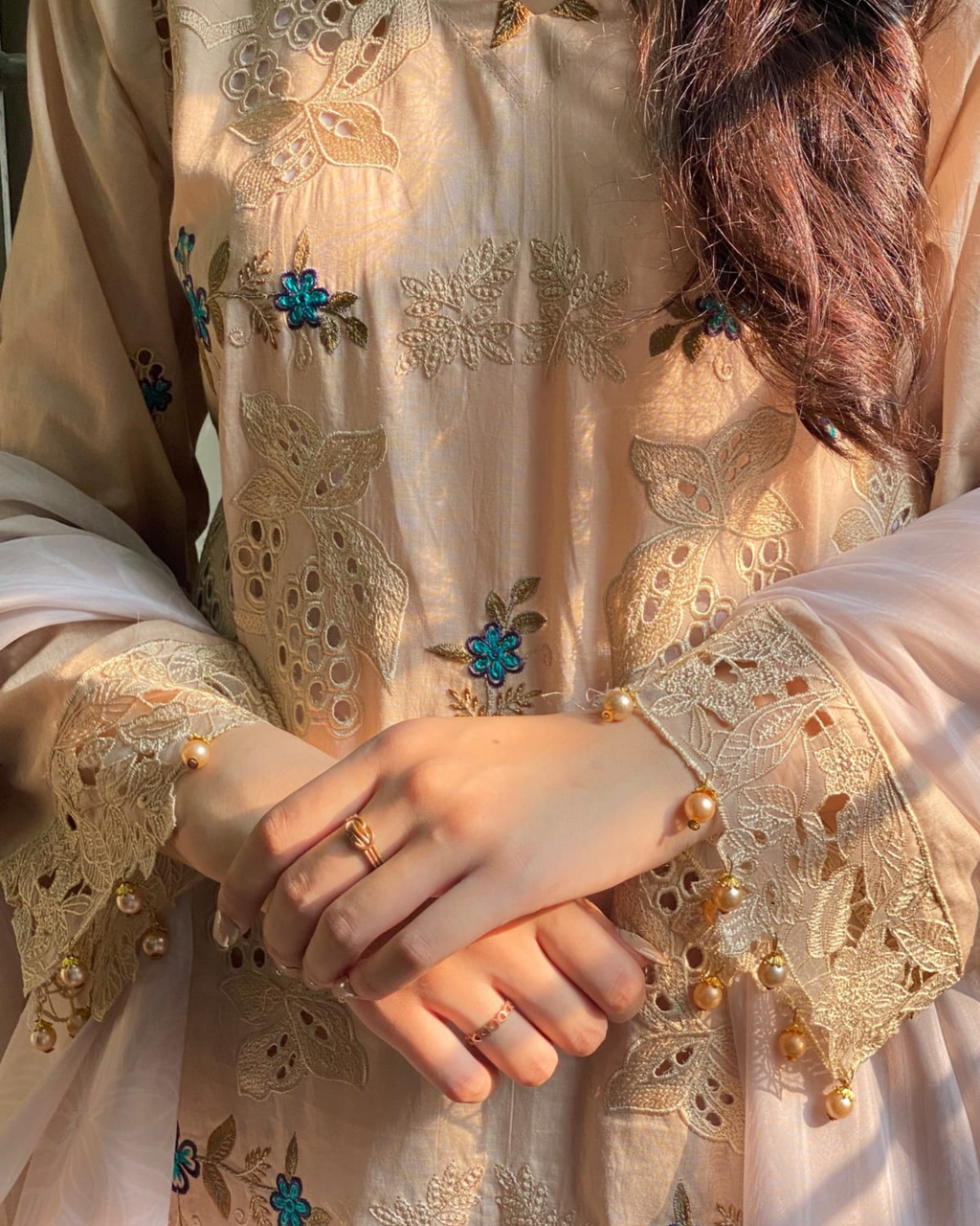 Champagne Embroidered 3-Piece Suit | CAMINO