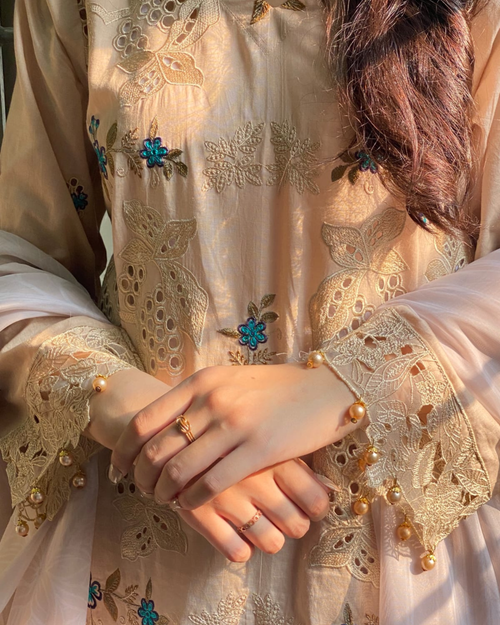 Champagne Embroidered 3-Piece Suit | CAMINO